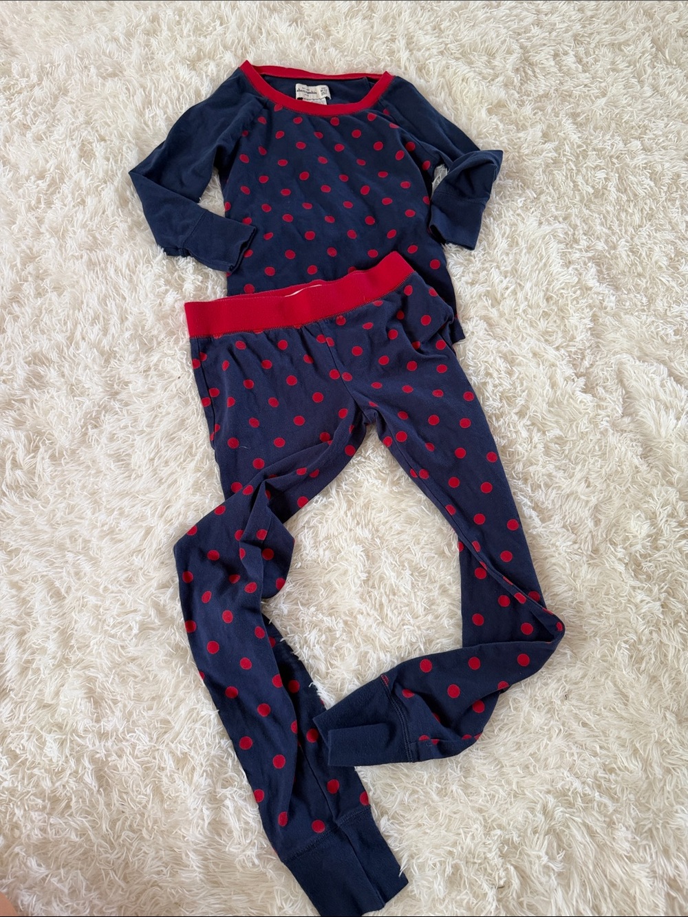 Abercrombie Navy and Red Polka Dot Two-Piece Pajama Set